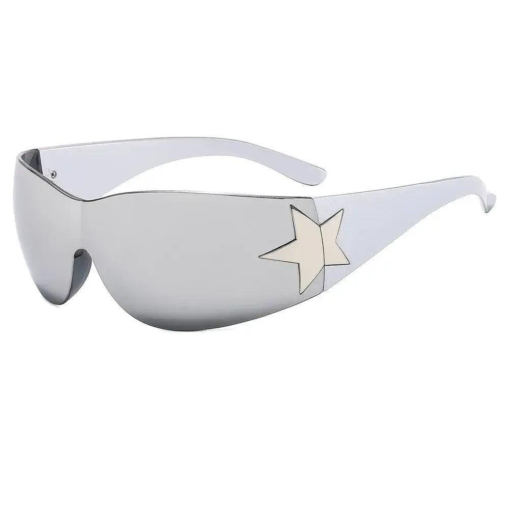 Stylish Star Sunglasses with wraparound design and polycarbonate lenses, perfect for Y2K fashion