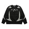 Black Star Sweater Y2K featuring a gray abstract design with curved shapes and stars