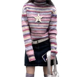 Striped Turtleneck Sweater - Vignette | Y2K Zone®