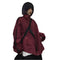 Burgundy oversized tracksuit jacket with black straps over a white shirt, trendiest Y2K style