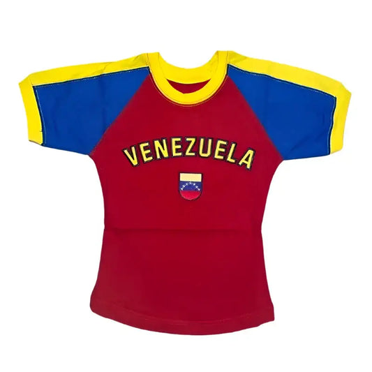 Venezuela national team soccer jersey with red body and blue sleeves for fashion game