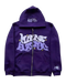 Purple Y2K Custom Hoodie featuring graffiti-style Mass Hysteria text on front