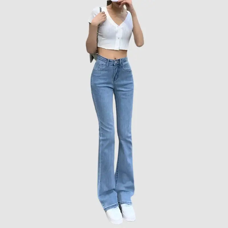 Light blue Y2K flare jeans showcasing a stylish retro look for modern fashion