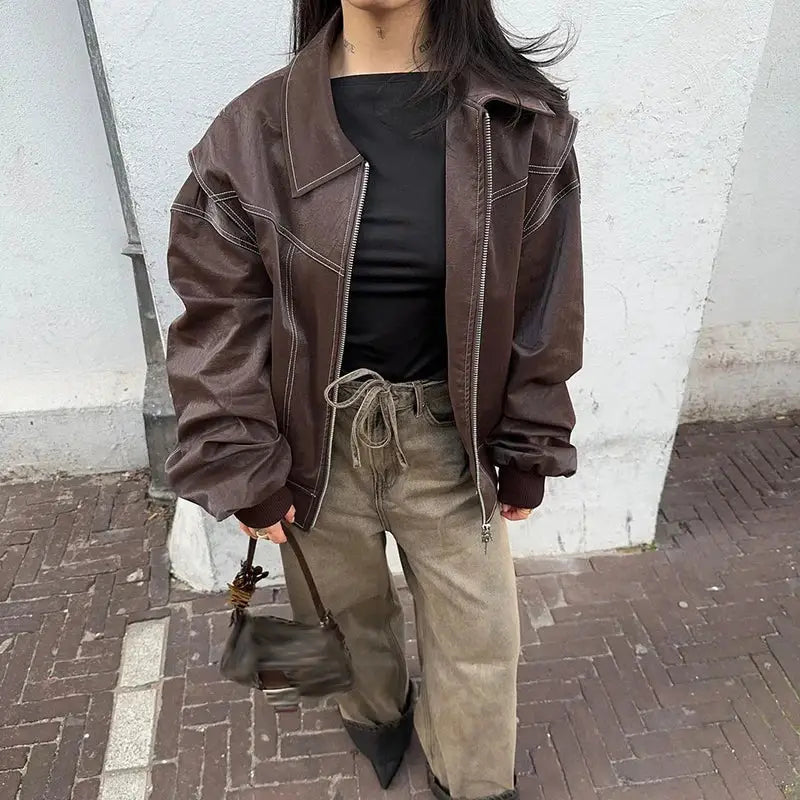 Y2K Leather Jacket - Y2K Zone® Y2K Leather Jacket - Y2K Zone®