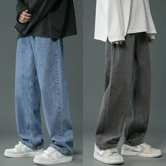 Light blue and dark gray Y2K Relaxed Jeans in wide-leg style for a trendy look