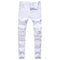 White distressed Y2K skinny jeans with rips at the knees for a trendy retro look