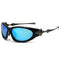 Sporty Y2K Star Glasses with black frames and blue mirrored lenses